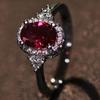 European and American Luxury Oval Ruby Crystal Ring with Full Diamond Setting