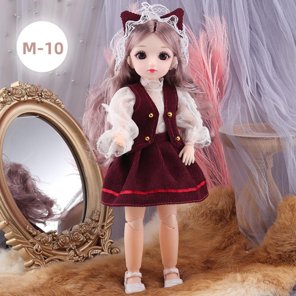 30cm BJD Doll 23 Moveable Joints Attractive Eyes Dress Up Anime Long Hair Toy
