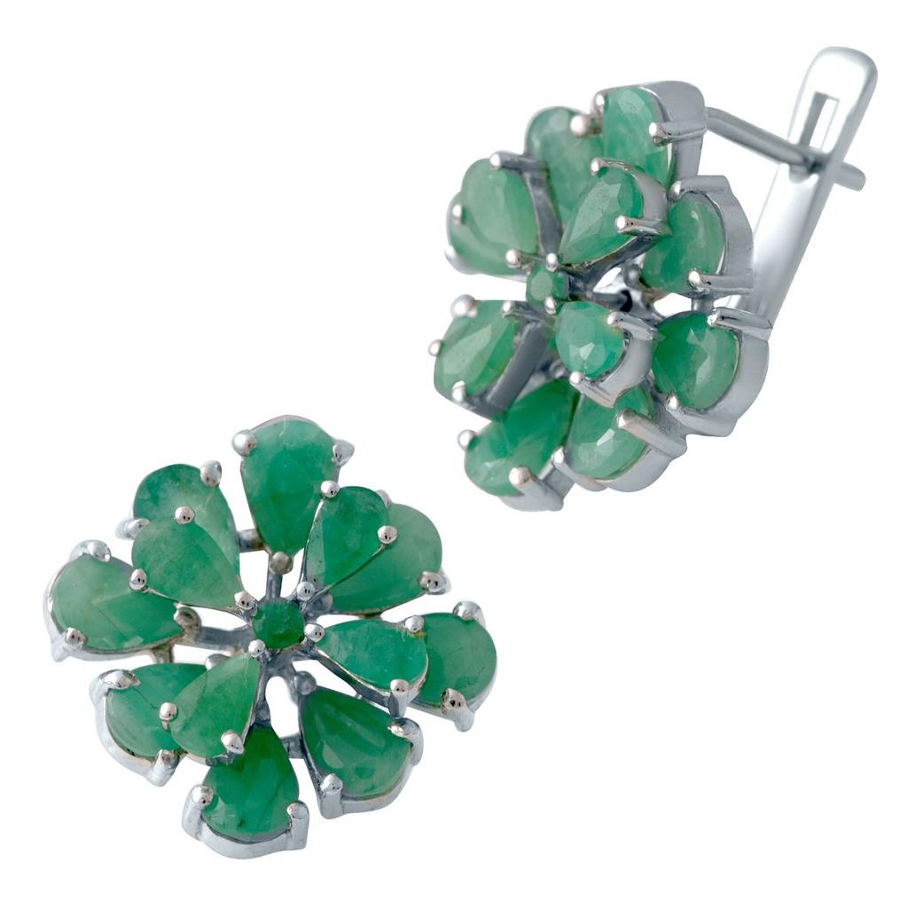 Silver Earrings with Natural Emerald 4.03ct (2027638)