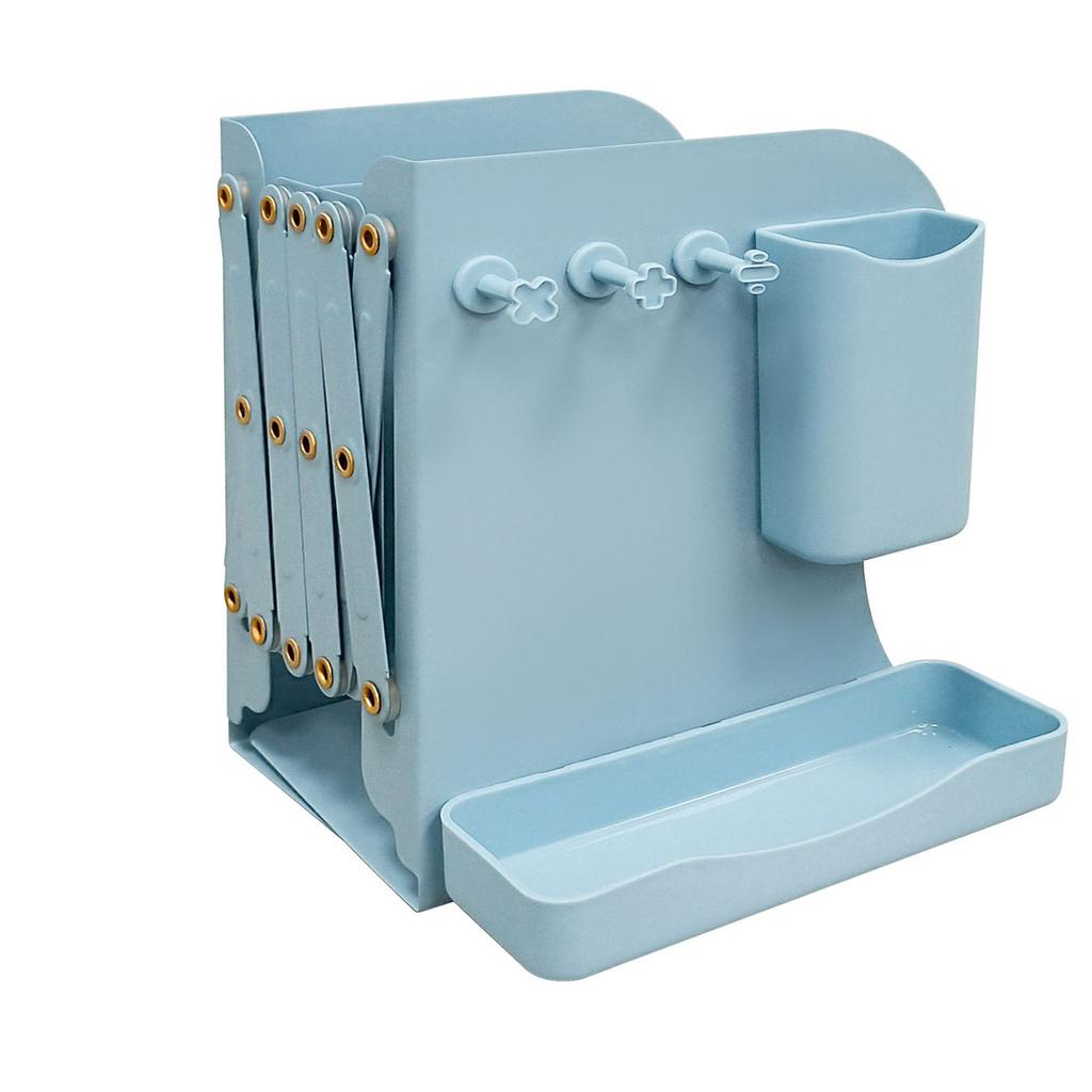 Expandable Metal Bookends Adjustable Bookends Book Holder for Shelves Metal Book Ends Magazine Holder with Pen Holder