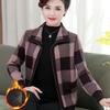 Женская одежда Осень Зима Бархатное утепленное пальто Клетчатая женская короткая куртка Стиль Свободный Большого размера Пальто