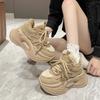 Модные теплые зимние ботинки на платформе 7,5 см, женские зимние кожаные кроссовки на толстом каблуке со шнуровкой, меховые туфли, новые женские спортивные кроссовки