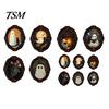 Strong Soft Magnet Fridge Accessories Halloween Wooden Refrigerator Magnets, Vintage Gothic Oval Frame Magnets with Witch Waterproof Party Supplies