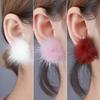 Women's Fashion Furry Fluffy Ball Stud Earrings Girls Trendy Sweet Jewelry