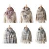 Women Scarf Striped Print Long Scarf Shawl with Tassel Trim Versatile Design Comfortable Shawl Wrap Fashion Accessories