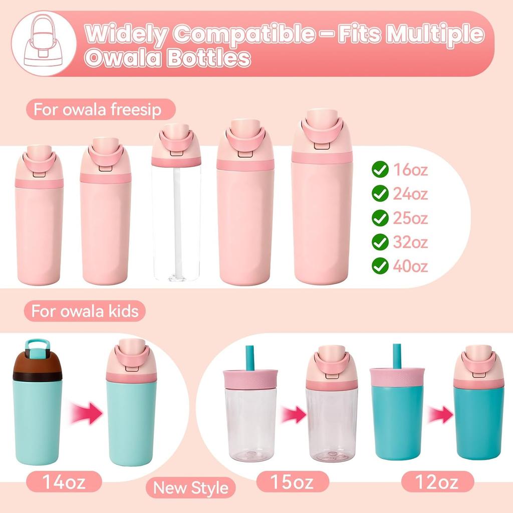 Button-type leak-proof replacement lid Pink compatible with 16/24/32/40 oz water cups BPA-free