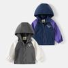 2024 New Spring Wear Boys' Coat Baby Windproof Hooded Top Split Sleeves Rush Top Trendy Children's Jacket