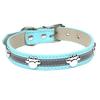 Modern Solid Reflective PU Dog Collar Paw Print Decor Durable Adjustable Pet Dogs Night Safety Design Reflective Strip