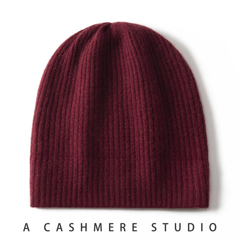 Cashmere hat autumn and winter new women's color matching strip warm fashion knitted hat casual bag head flanged hat