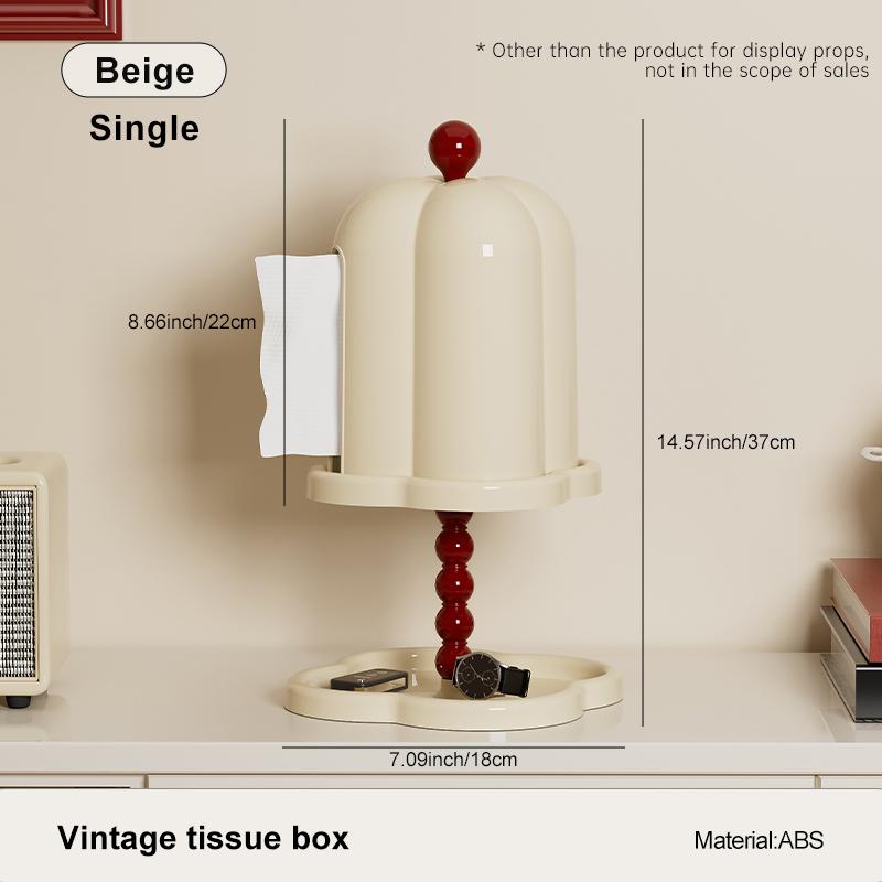 Tissue Holder Vintage Tissue Paper Box Holder, Household Tissue Cover Box with Underside Trinket Tray Coffee Table Roll Paper