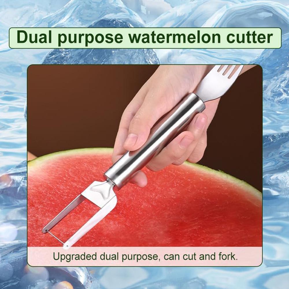 2 шт. 2-в-1 из нержавеющей стали для резки фруктов, вилки для фруктов с двойной головкой, нож-слайсер