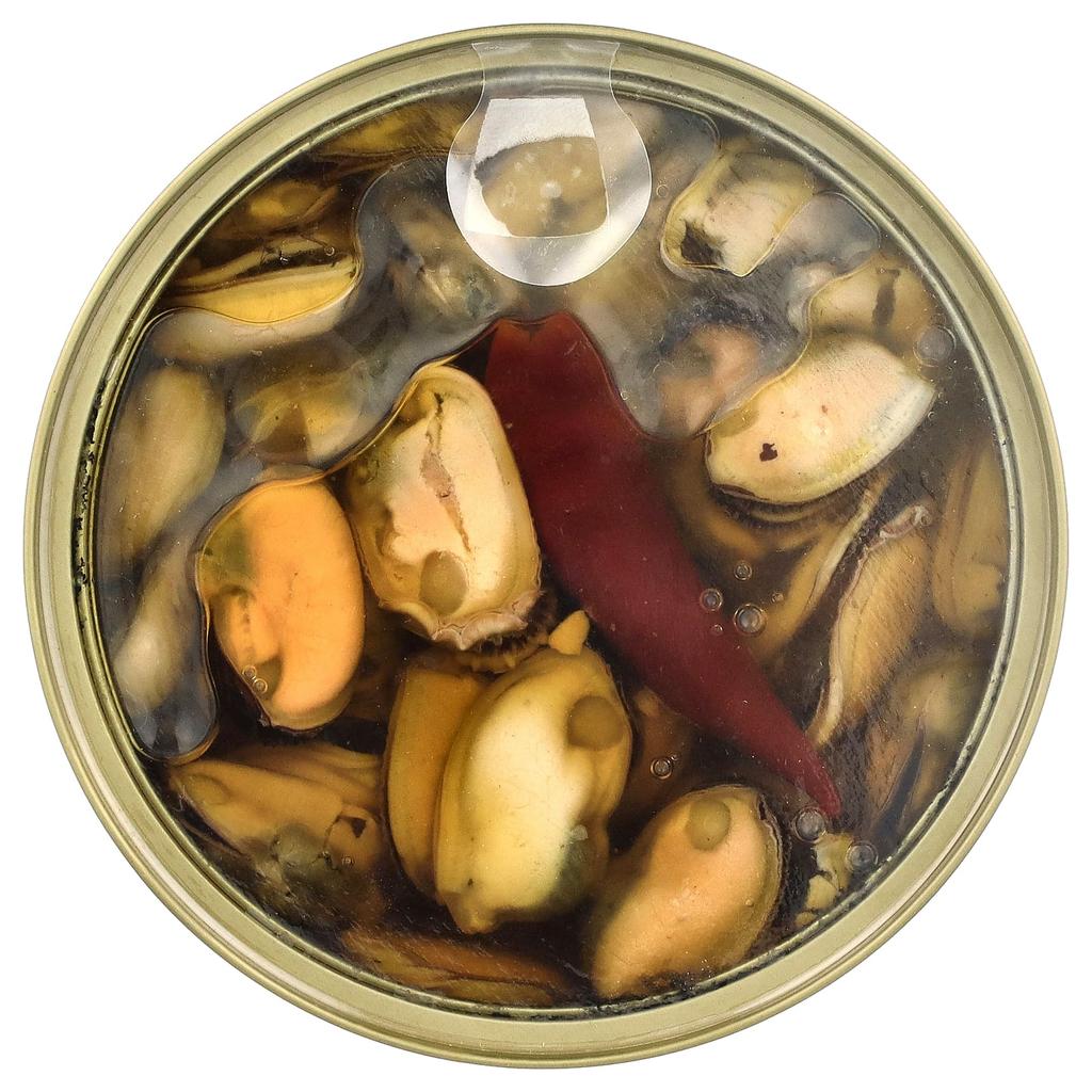 King Oscar, Natural Wood-Smoked Mussels, Extra Virgin Olive Oil, Contains Chili, 120g (4.23oz)
