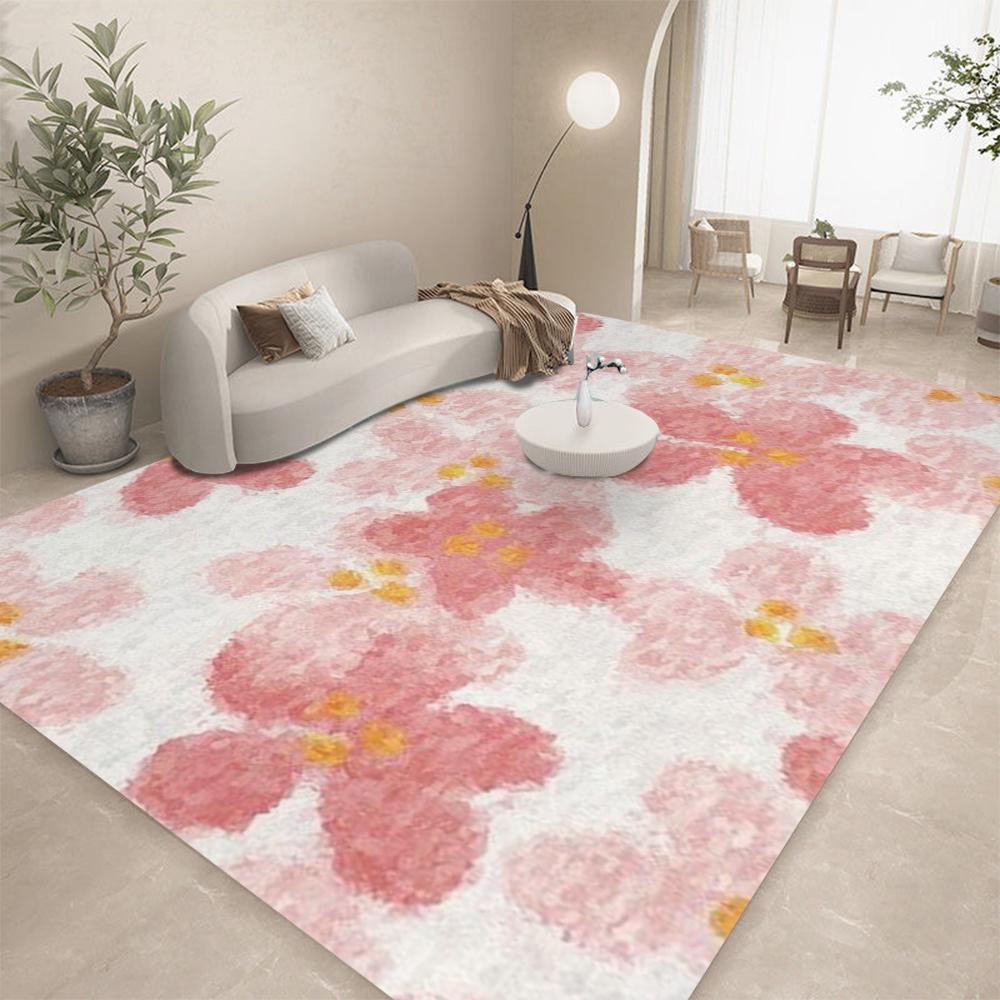 Розовый ковер с цветочным рисунком для гостиной, коврик под журнальный столик, ковер для спальни, прикроватный коврик, коврик для ног под компьютерный и туалетный столик