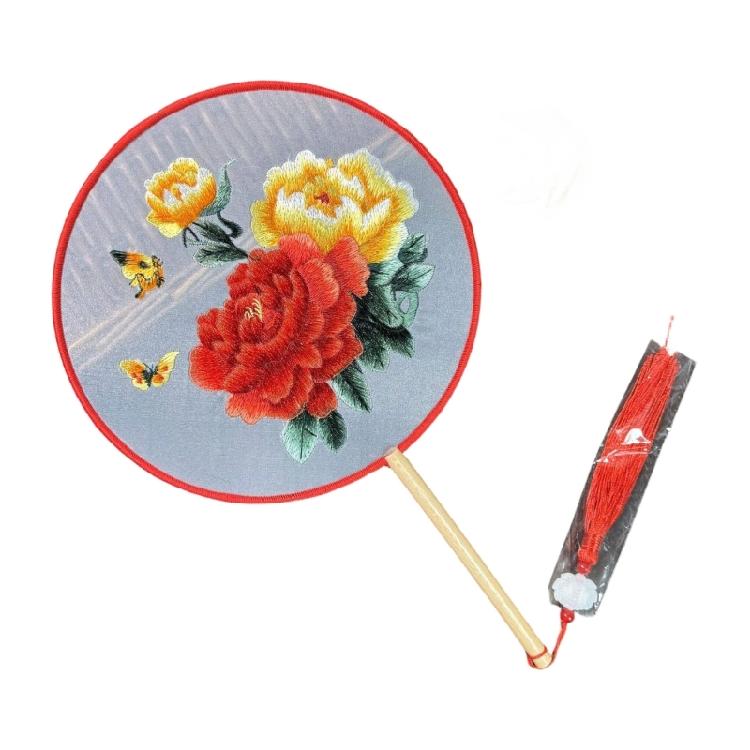 Винтажные Стиль Шелковая Вышивка Круглый Веер Китайский Танцевальный Веер Для Фотографии И Культурных Мероприятий