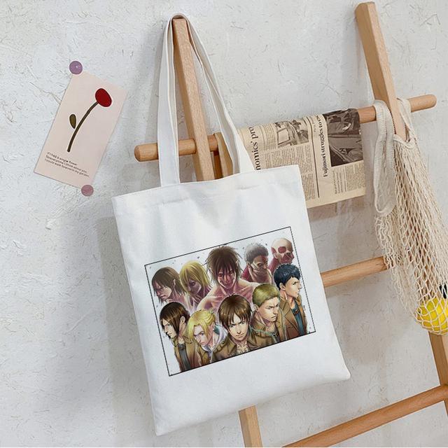 Холщовая сумка в стиле аниме «Атака Титанов» в стиле Харадзюку, в стиле панк, в готическом стиле, большая вместительная женская сумка, винтажная сумка, классическая сумка на плечо