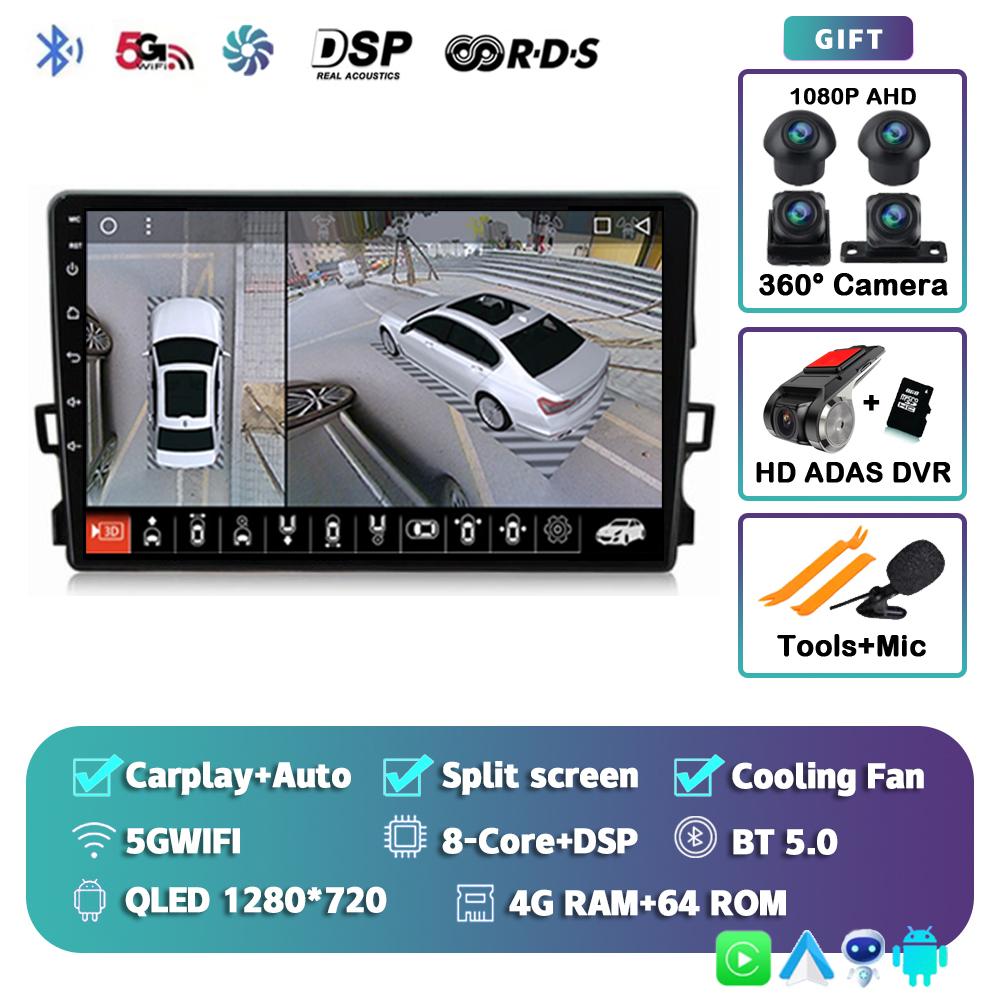 Android 14 Carplay Автомагнитола для Toyota Auris E150 2006-2012 Мультимедийный проигрыватель GPS Навигация Стерео Автомагнитола Стерео 2din