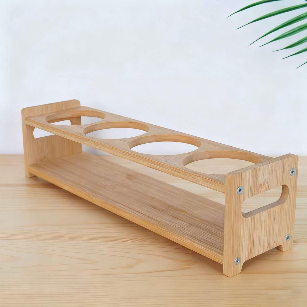 Oil Bottle Rack 4 Holes Holder Rustic Dispenser Shelf Storage for Office Countertop