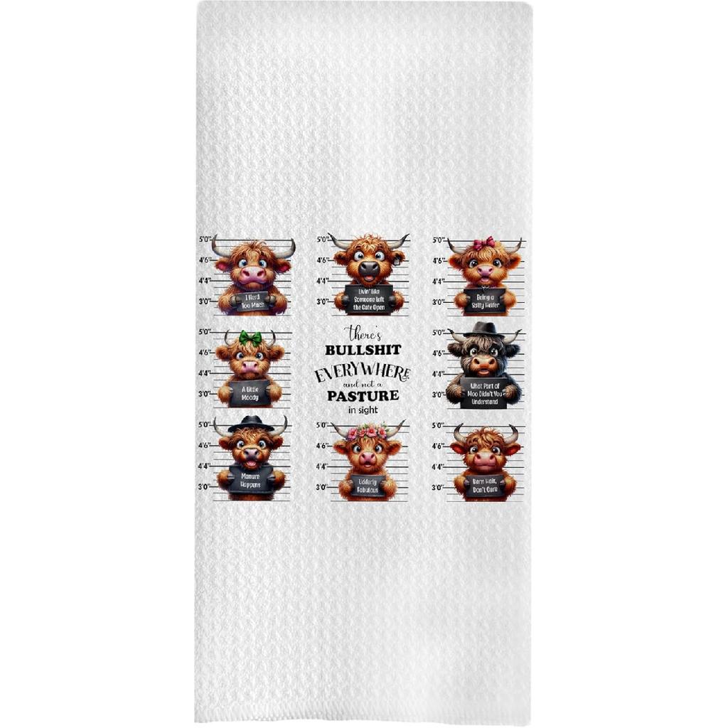 Highland Cow Bathroom Kitchen Towels - Hello Sweet Cheeks Western Bathroom Kitchen Decor,Farmhouse Western Cow Decorative Hand Towels 16x24, Funny
