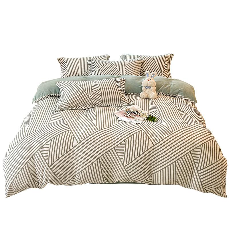 Зимнее молочное бархатное 4 предмета, скандинавское бархатное коралловое бархатное пододеяльник, фланелевая простыня, пододеяльник