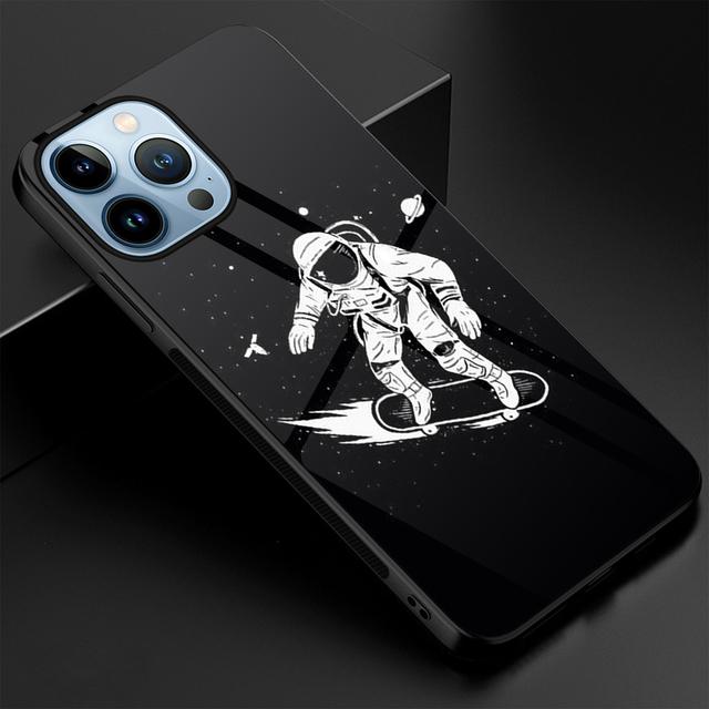 Милый чехол для телефона с астронавтом для Iphone 14 13 11 12 Pro Max Mini Xs Xr X 7 8 6s Plus Se 2022, роскошный чехол из закаленного стекла Fundas