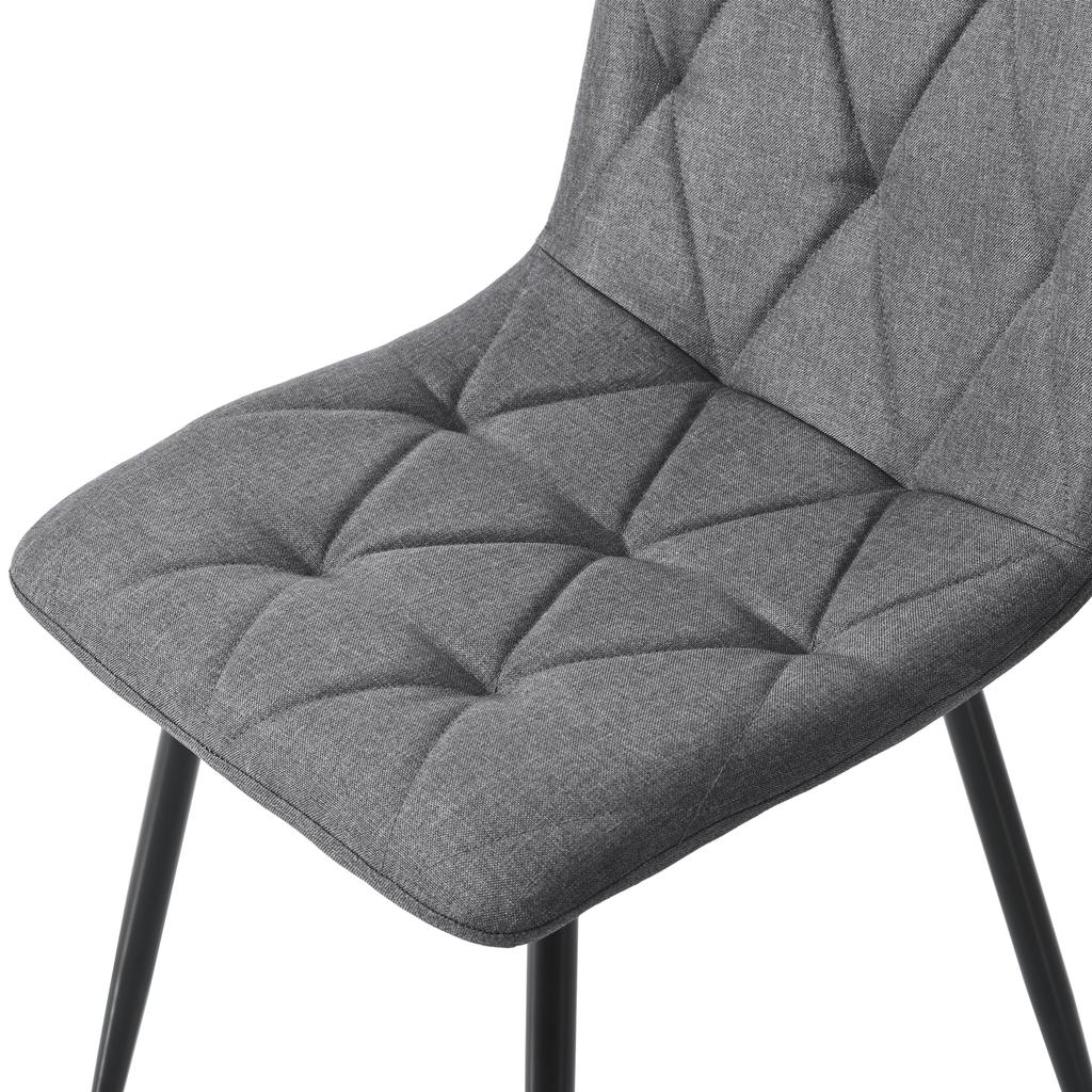 Dining Set,(Set,117×68cm Dining Table with 4 Chairs), Modern Kitchen Table,Dining Chair Dark Grey Twill Linen Fabric Kitchen Chair,Black Table Legs