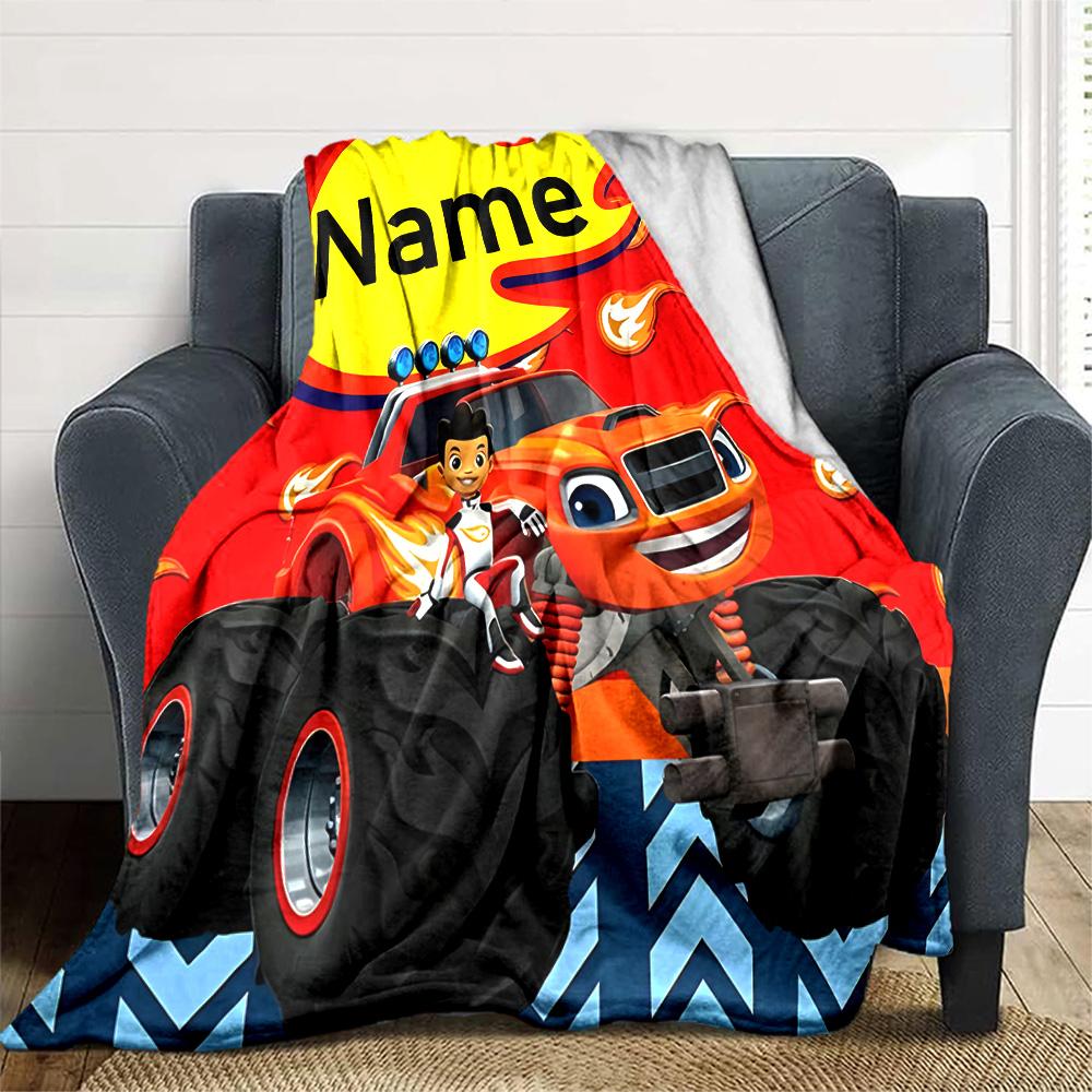 Customizable Blaze and the Monster Machines2 Throw Blanket – Personalized Name, All-Season Cozy Snug Blanket, Machine Washable, Personalized Blanket