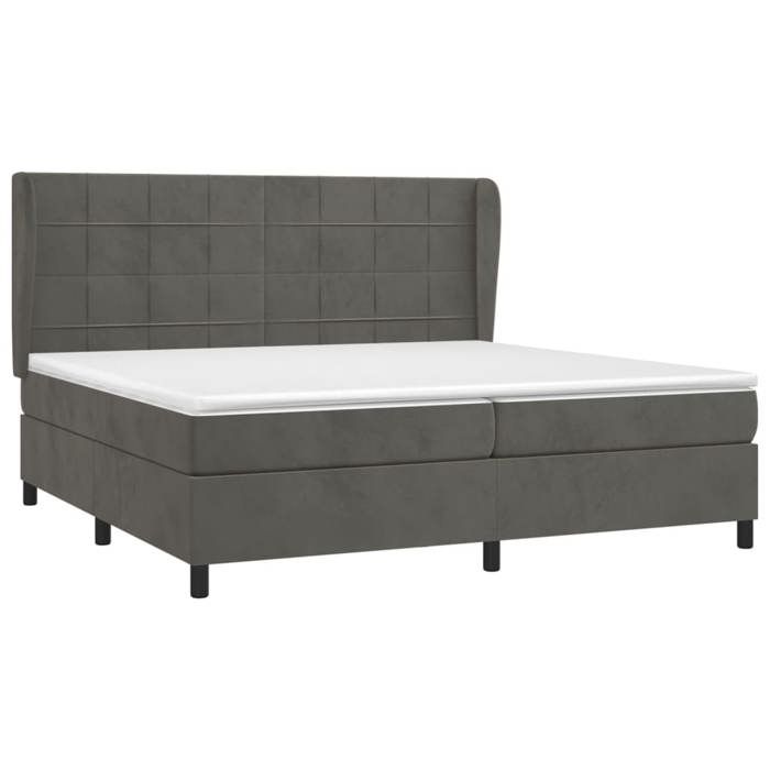 Maison Exclusive - Sommier à lattes de lit et matelas Gris foncé 200x200cm Velours