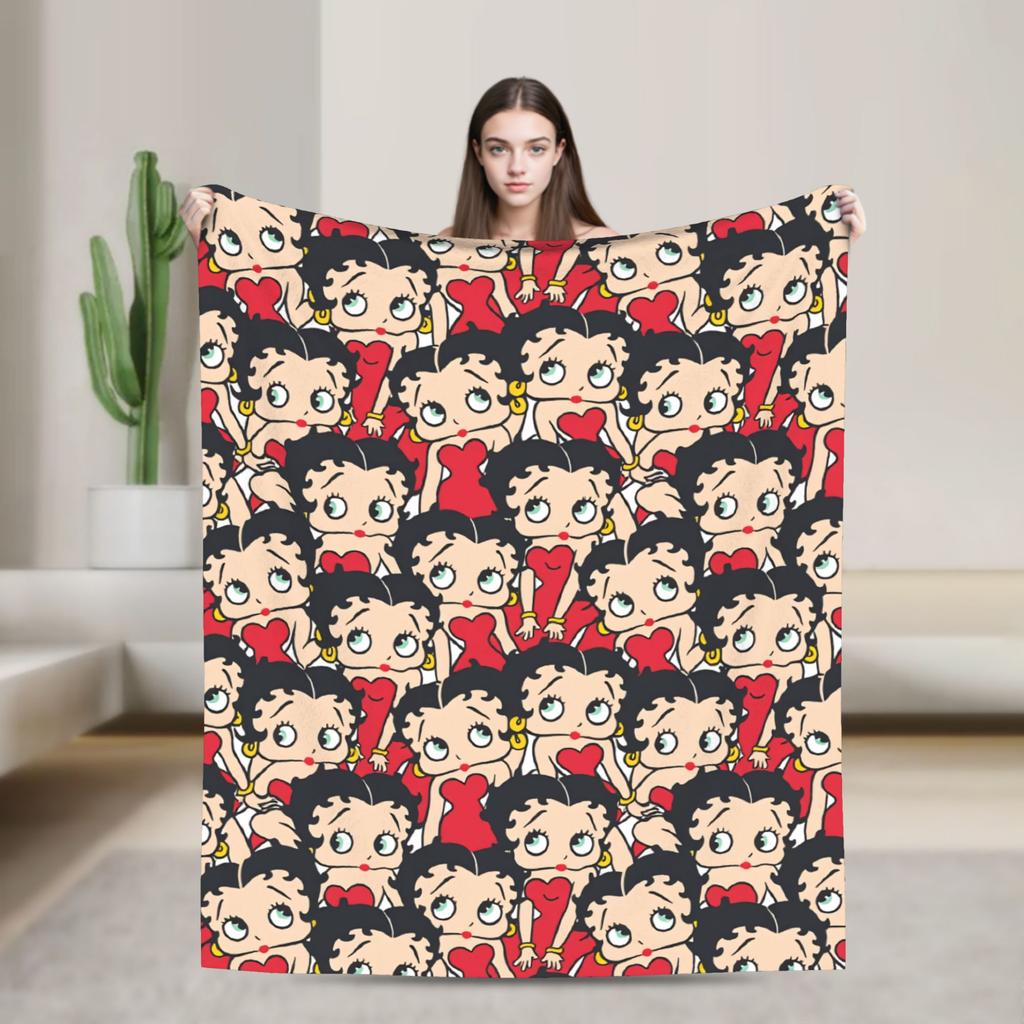 Warm Blanket Airplane Travel B-Bettys Boops Bedding Throws Flannel Bedspread For Home Decor Graphic Sofa Bed Cover