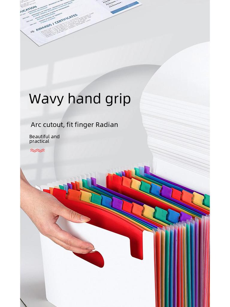 Многослойная сумка-органайзер для документов Rainbow 24-Grid с пряжкой-веревкой