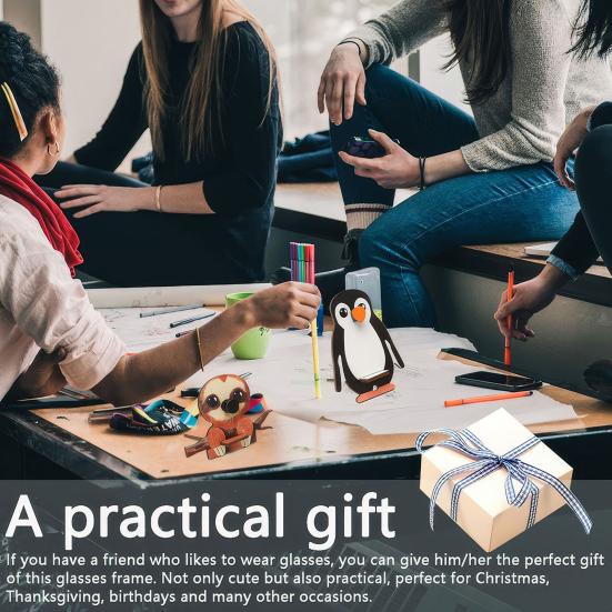 Wooden Glasses Holder Animal Shaped Eyeglass Stand Tabletop Standing Sunglasses Holder for Home Office Desk Decor