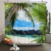 3d Beach Scenery Shower Curtains Sea Ocean Mediterranean Bathroom Curtain Waterproof Cloth Decoration 180*240cm Bath Curtain