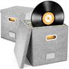 13Inch Vinyl Record Storage Box with Lid Cotton Linen Large Capacity Home Closet Records Crate Lp Music Album Storage Organizer