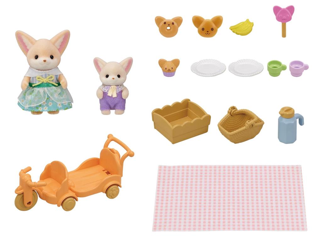 Sylvanian Families Набор кукол и мебели Пикник Фенек ST Mark Возраст 3 и Игрушка Sylvanian Epoch "Дружелюбный - Лис" DF-24 Сертифицировано, Вверх, Кукольный домик,