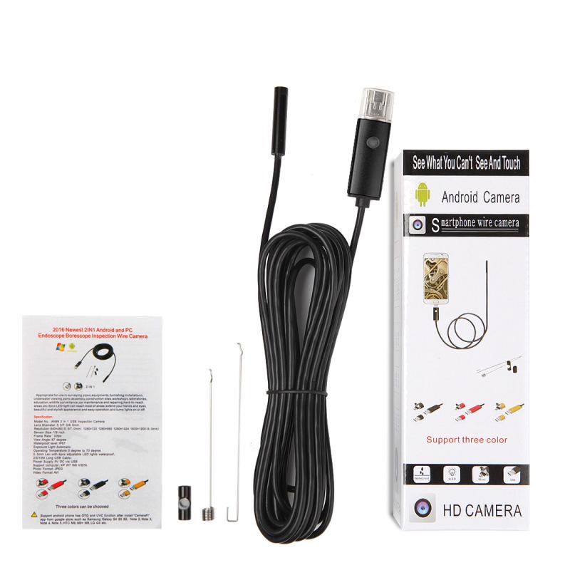 2 в 1 HD Водонепроницаемая 6 светодиодов 7/8 мм Micro USB Android эндоскопическая камера для осмотра