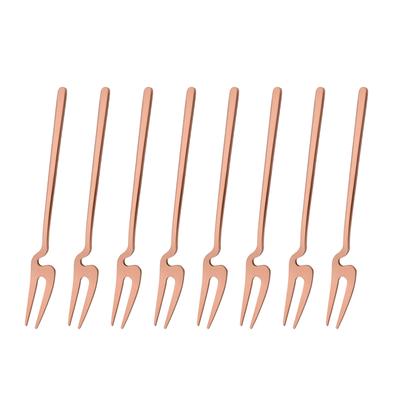 8 шт. вилки для фруктов из нержавеющей стали для ресторана, кафе, домашней вечеринки, 14 см, двухзубые вилки для закусок, тортов, десертов, посуда