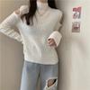 Women Turtleneck Sweaters Autumn Winter Loose Pullovers Knitted Jumper Off Shoulder Fashion Casual Knitted Sweater White Black Long Sleeve Tops