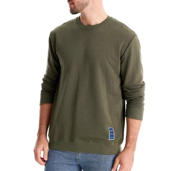 Fall Winter Men Top Loose O Neck Long Sleeves Pure Color Warm Pullover Mid