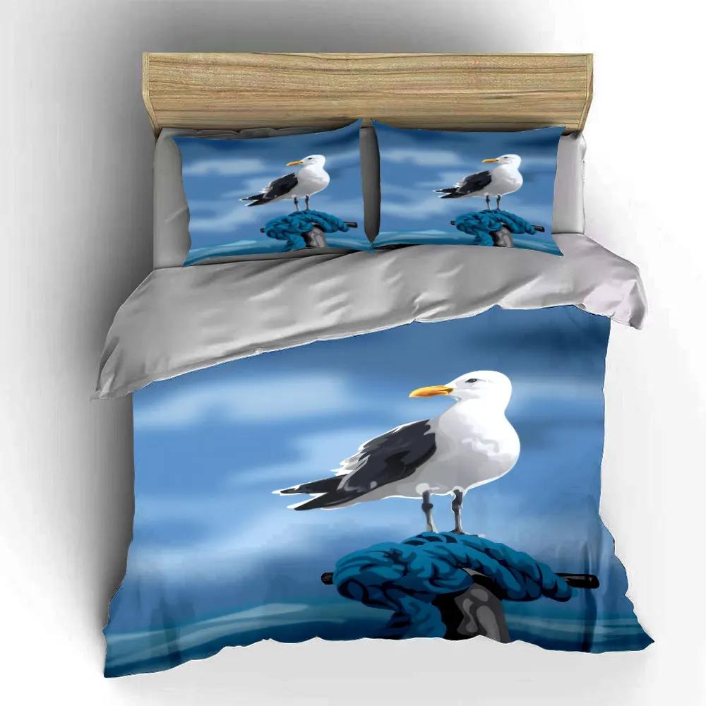 Seaside Birds Decorative Set Soft Comfortable Duvet Cover Bedding Set Included 1*Duvet Cover & 2*Pillowcases, gift