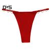 Women Panties Solid Color Heart Ring Decor Butt-lifted Low Waist Seamless Elastic Briefs Seductive Thong Female Underwear
