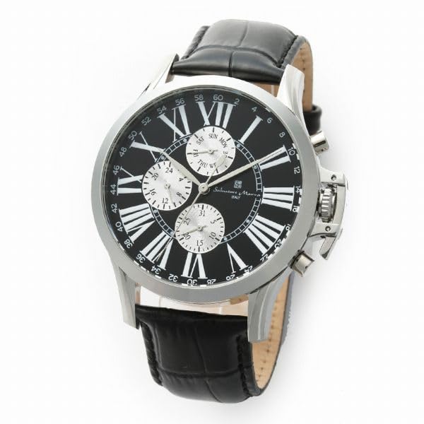 Оригинальные наручные часы Salvatore Marra Вода Дата и День Кожа SSBK SM23101-SSBK, Водонепроницаемые, Дисплей, Ремешок,