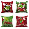 New Christmas Pillowcase Grinch Cartoon Cushion Cover Home Sofa Festive Decoration