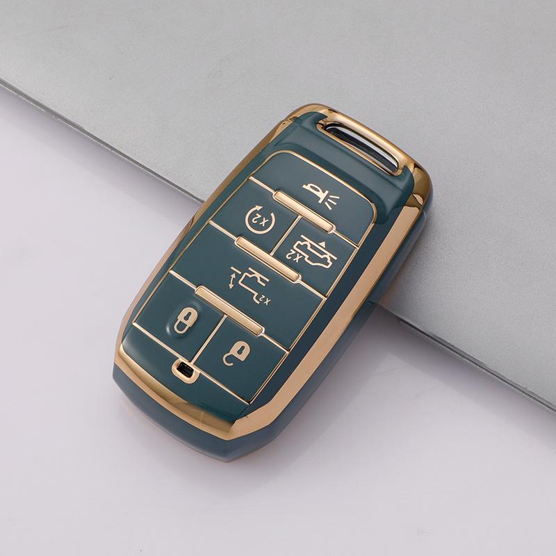 Чехол для ключей Jeep & Dodge с золотой окантовкой для Compass, Cherokee, Renegade, Grand Cherokee