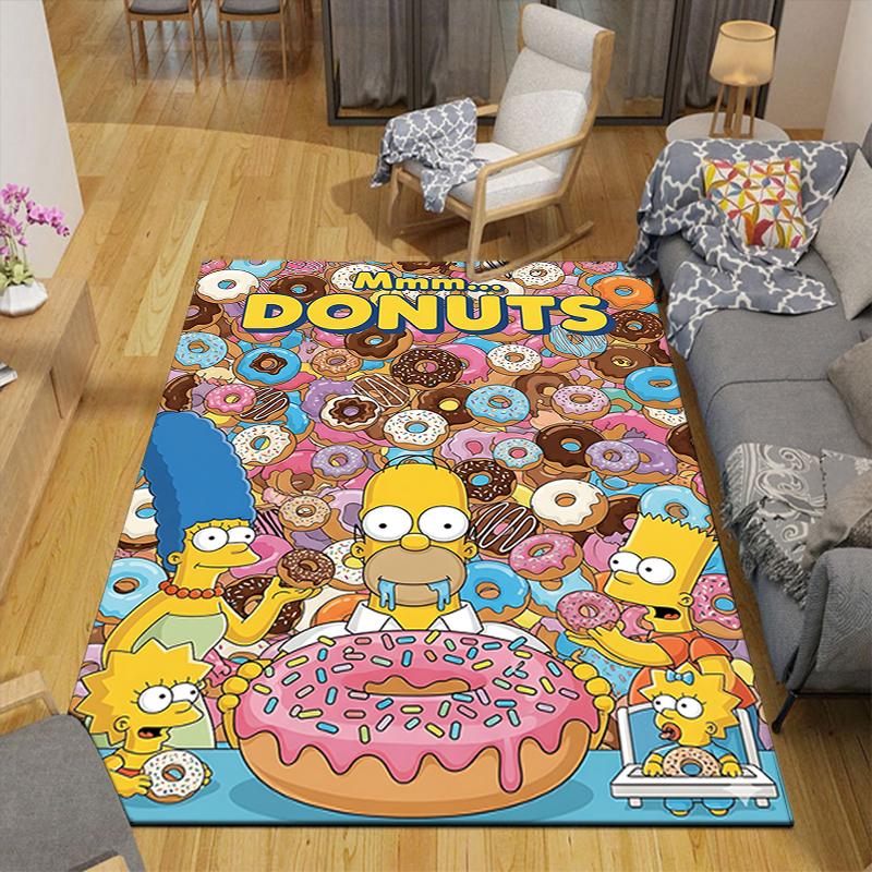1Pc Simpsons Donut Delight Rug Office Carpet Indoor Outdoor Doormat Nonslip Soft Living Room Christmas Halloween Gift D922924
