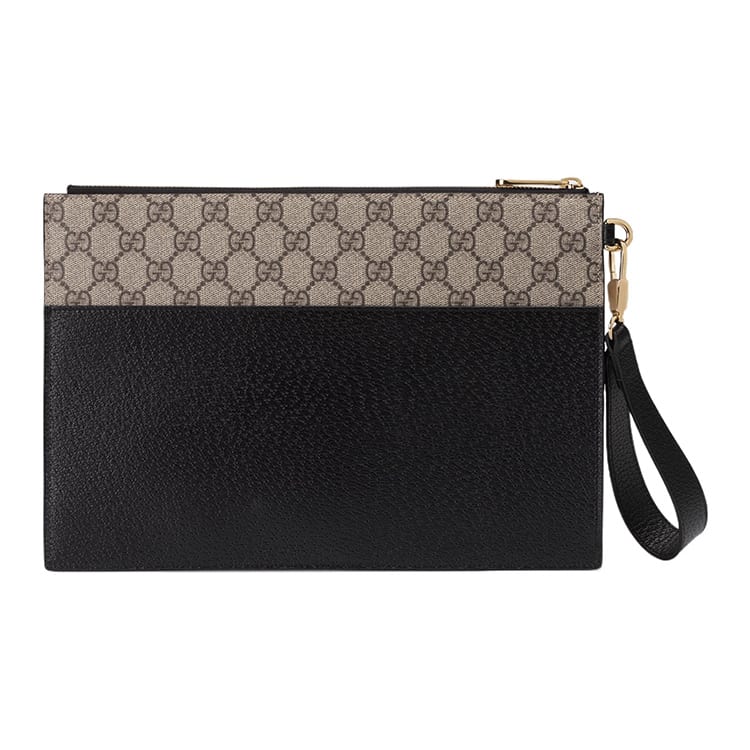 GUCCI Canvas With Leather Clutch Men's Black 723320-K9GSG-9769