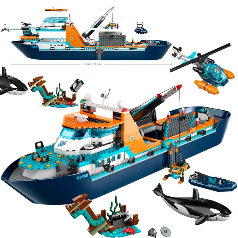 Building Blocks Arctic Explorer Ship Killer Ozean Whale Shark Children's Toys Assembling Gift