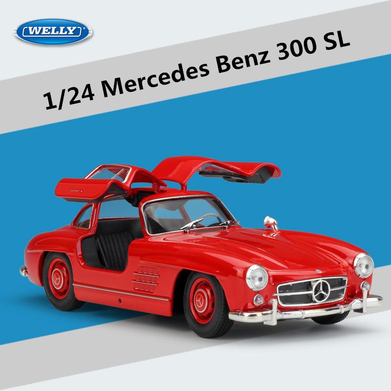 WELLY 1/24 Mercedes Benz 300SL Сплав Масштабная Модель Автомобиля Модель Литой Металл Статическая Коллекция Детская Игрушечная Машина Транспортные Средства Подарки