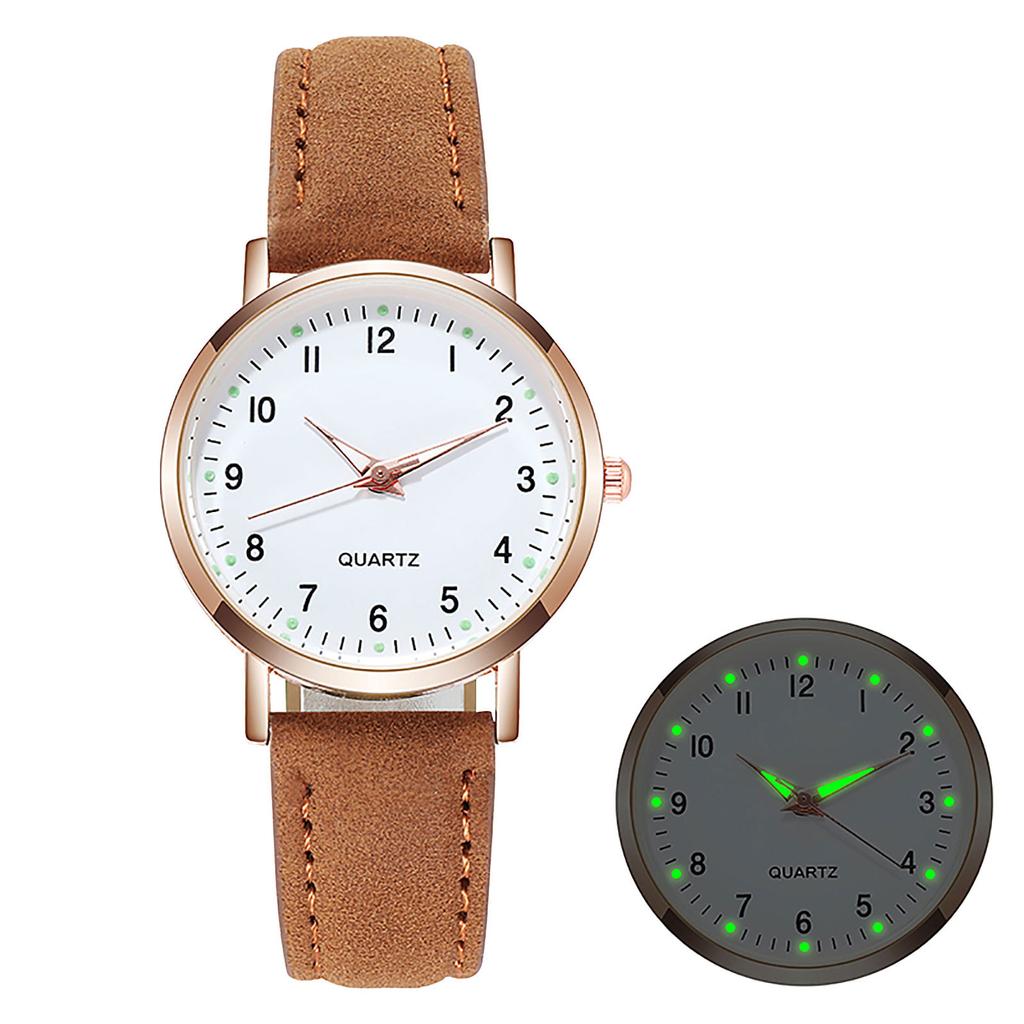 Luminous Watch For Women Fashion Casual Leather Belt Watches Simple Ladies Frosted Round Digital Quartz Wristwatches Reloj Mujer