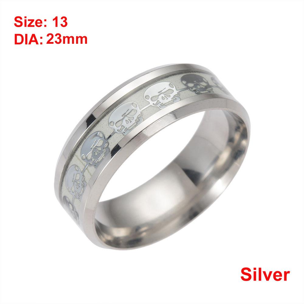 Панк Светящееся в темноте Мужчины Женщины Нержавеющая сталь Дизайн Черепа Светящийся Ремешок Кольцо Пальца Ювелирные изделия