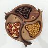 3 Pcs Goldfish Appetizer Plate Wood Goldfish Puzzle Nut Food Tray Rustic Serving Plate for Fruits Nuts Snacks Candies