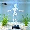 Reptile Tank Accessories Dancing Skeleton Aquarium Bubbler, Halloween Dynamic Fish Ornament, Underwater Horror Decor Air Powered Moving Skull